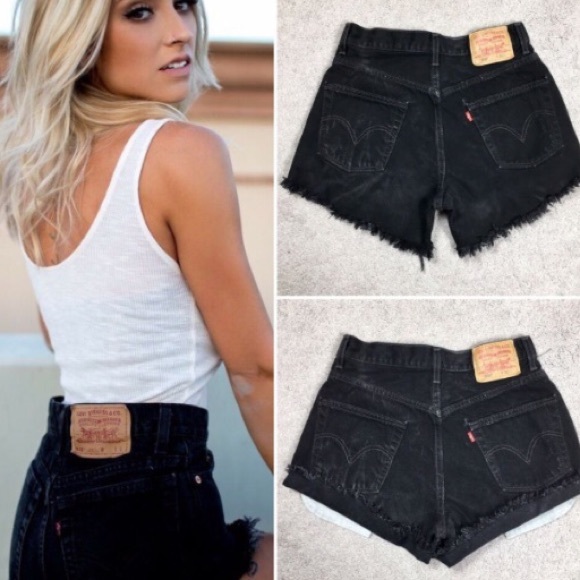 Levi's Pants - Levi’s 505 vintage cutoff black faded jean shorts